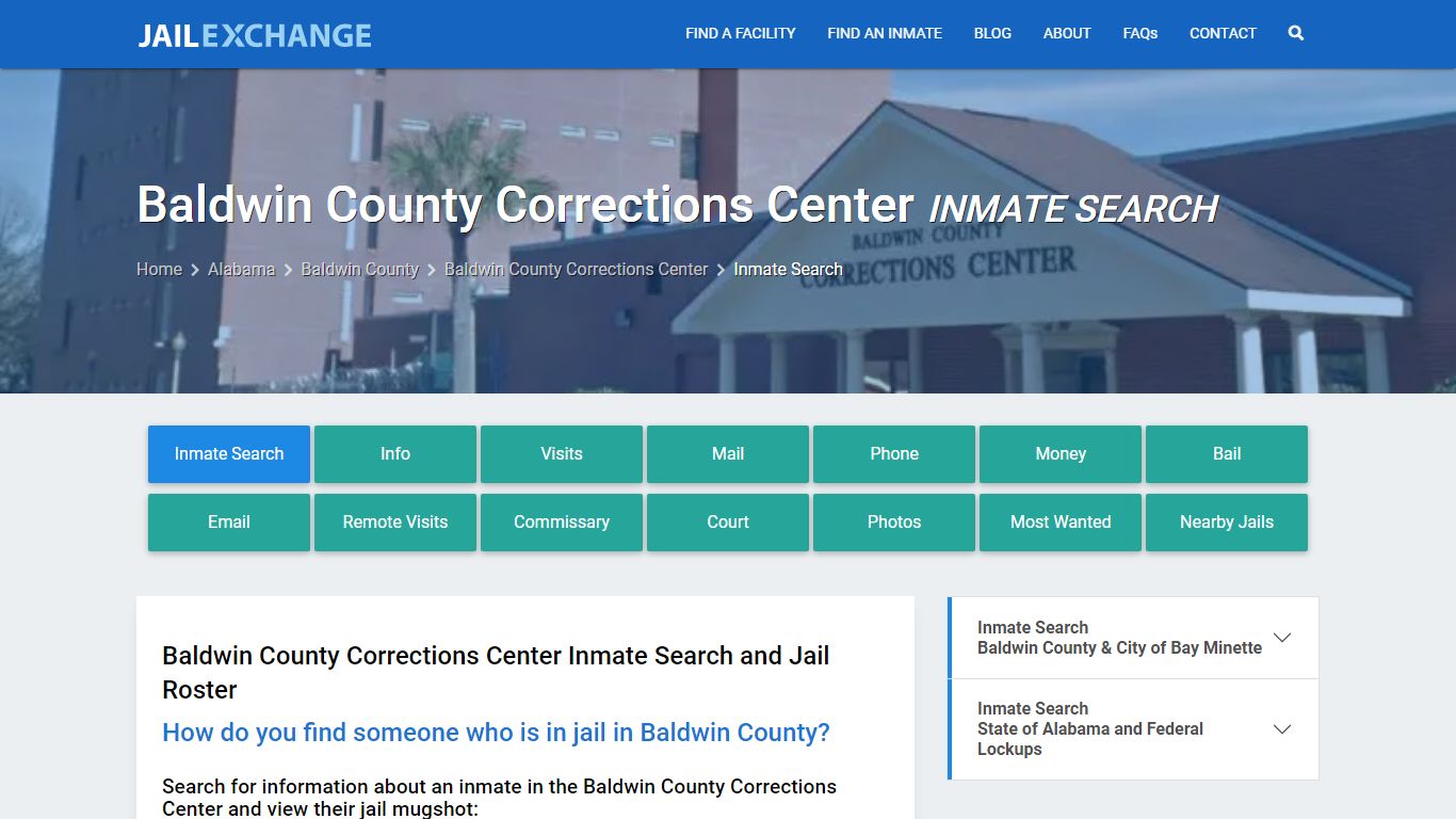 Baldwin County Corrections Center Inmate Search - Jail Exchange